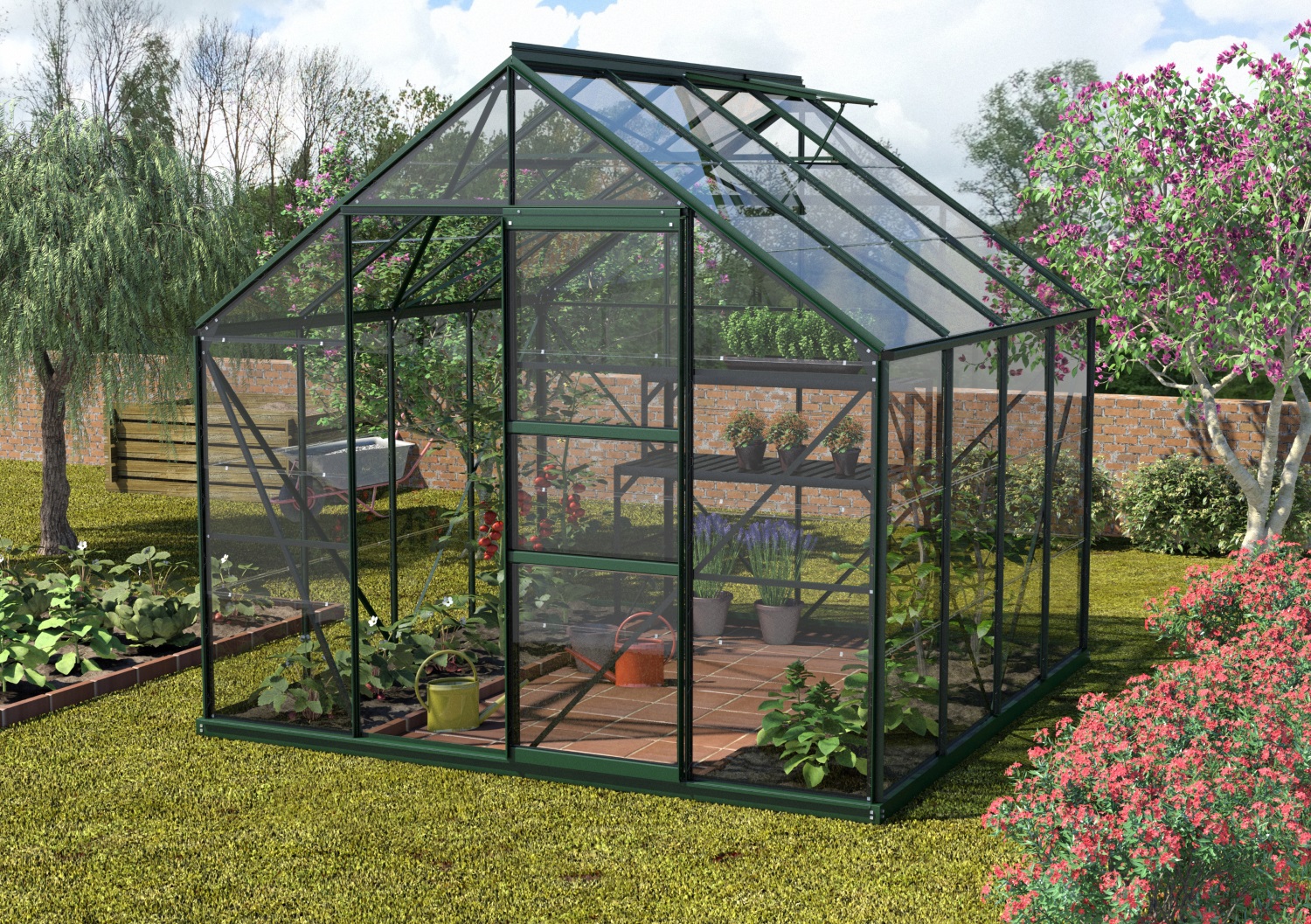 Vitavia Gewächshaus Merkur 6700 ESG 3 mm inkl. 2 Dachfenster, Smaragd