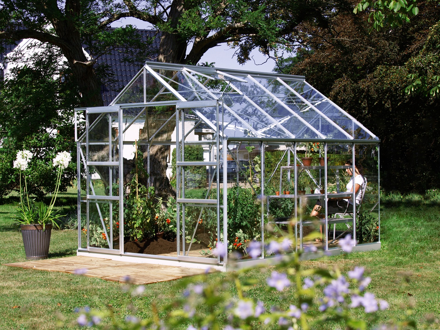 Vitavia Gewächshaus Mars 8300 ESG 3 mm inkl. 2 Dachfenster, Aluminium eloxiert