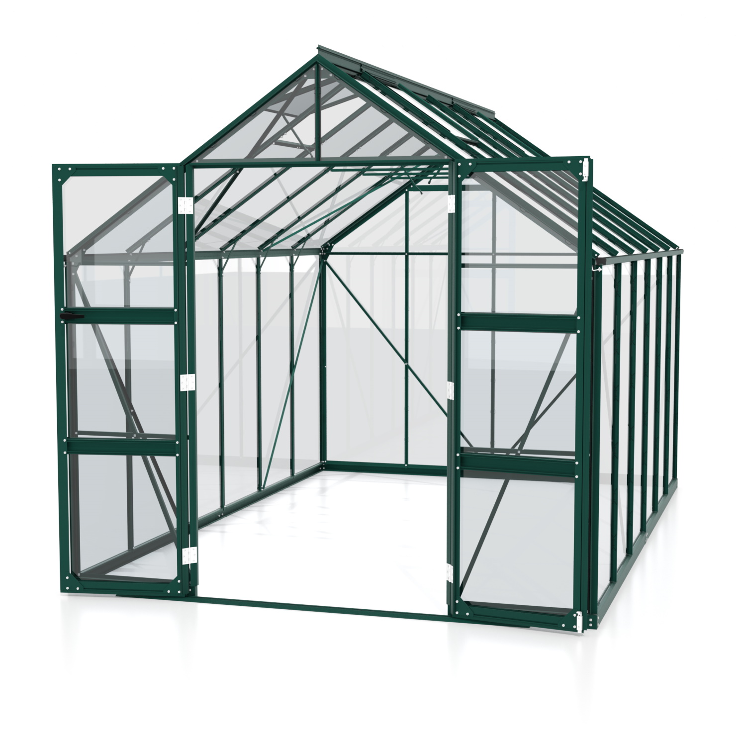 Vitavia Gewächshaus Domus 9900 ESG 3 mm inkl. 4 Dachfenster Smaragd