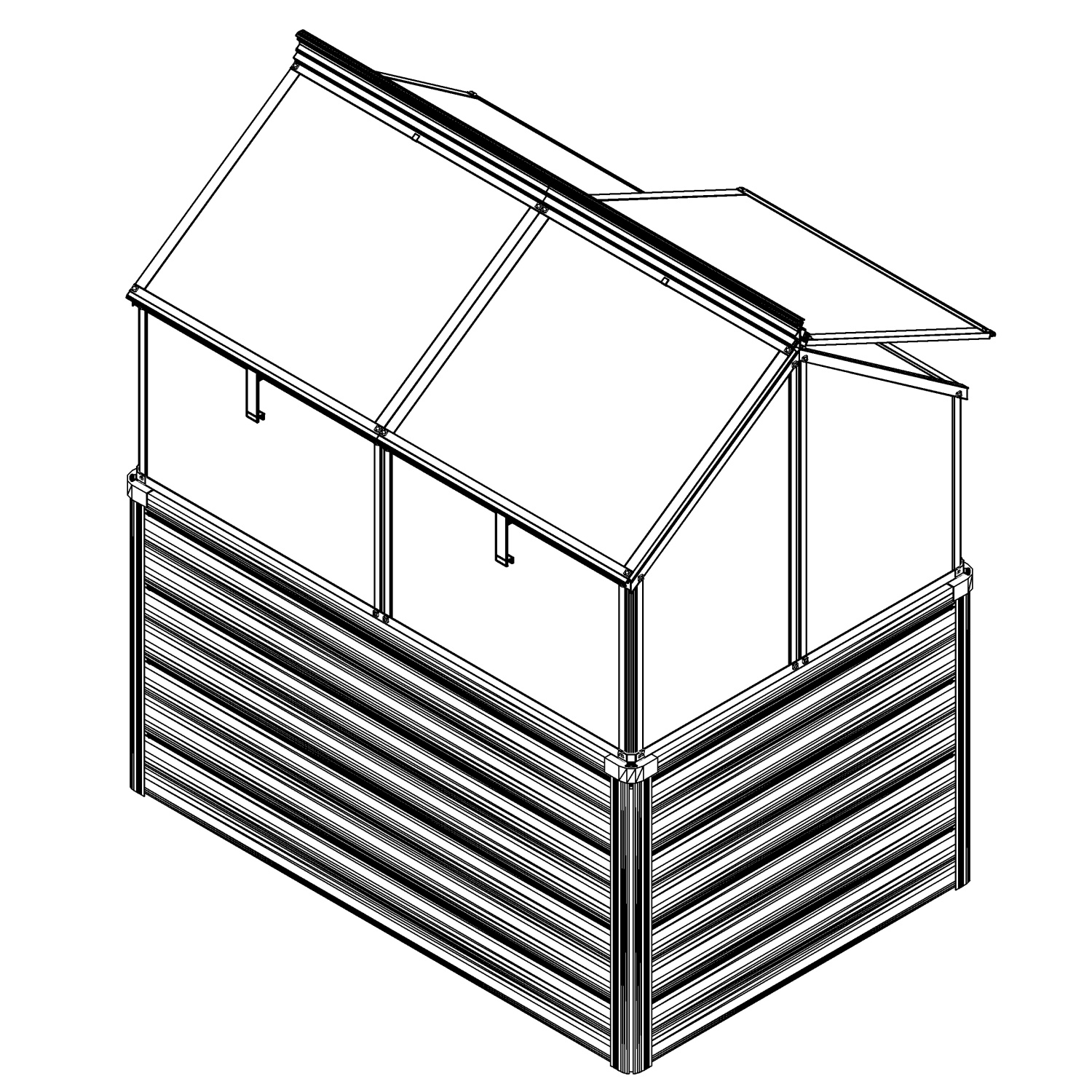 Vitavia Hochfrühbeet Paris inkl. 4 Dachfenster 3 mm ESG Aluminium eloxiert