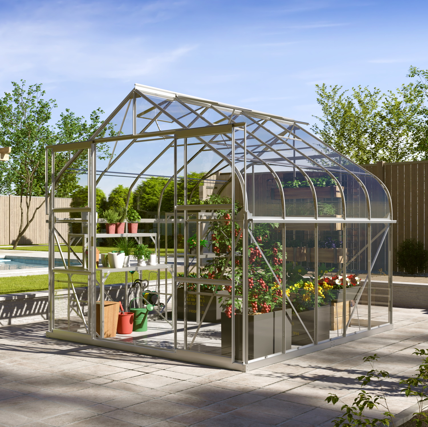 Vitavia Gewächshaus Dione 8300 ESG inkl. 2 Dachfenster, Aluminium eloxiert