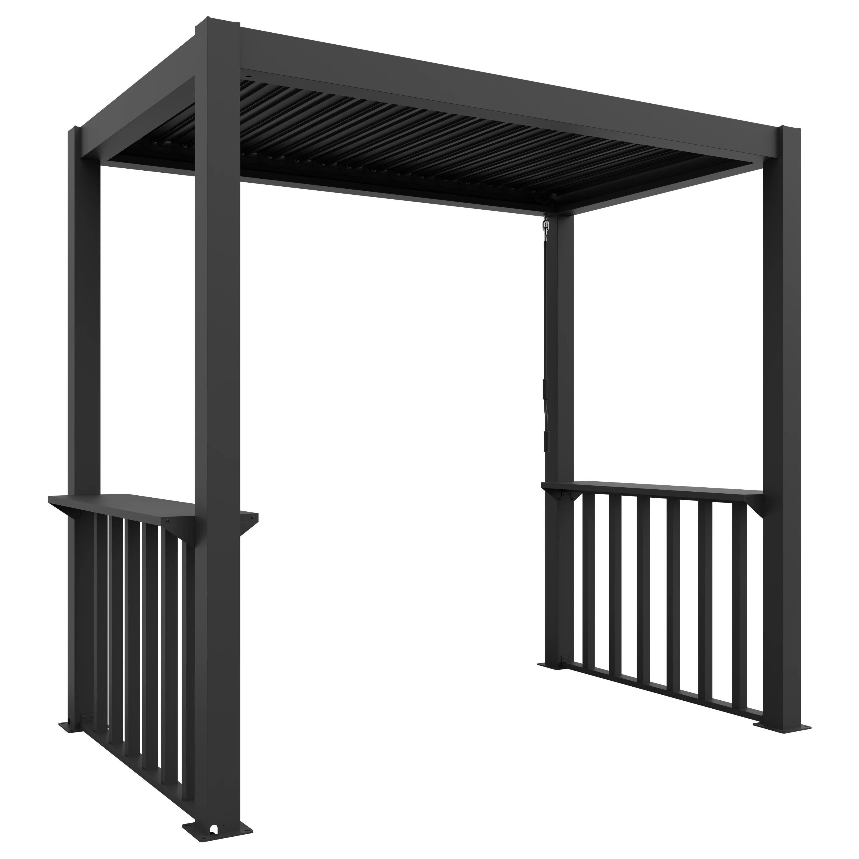 agadon Grillpergola BBQ 150 x 250 x 230 cm Dunkelgrau mit Ablage und Seitenelementen