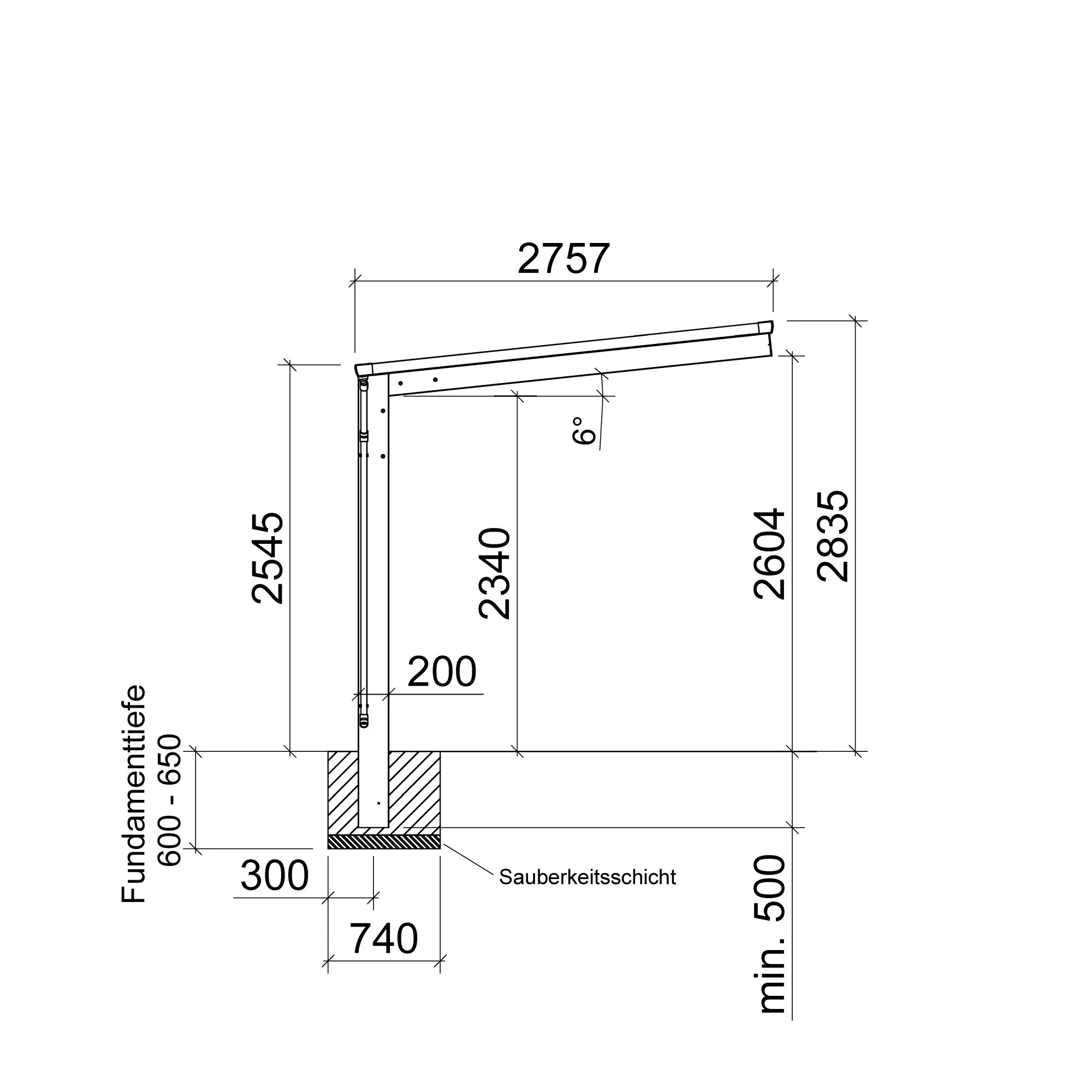 Aluminium Carport Sky Typ 80  531,4 x 275,7 cm 100 kg/qm Anthrazit