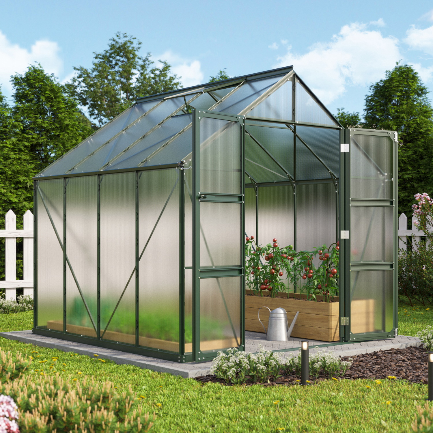 Vitavia Gewächshaus Domus 6700 HKP 4 mm inkl. 2 Dachfenster Smaragd