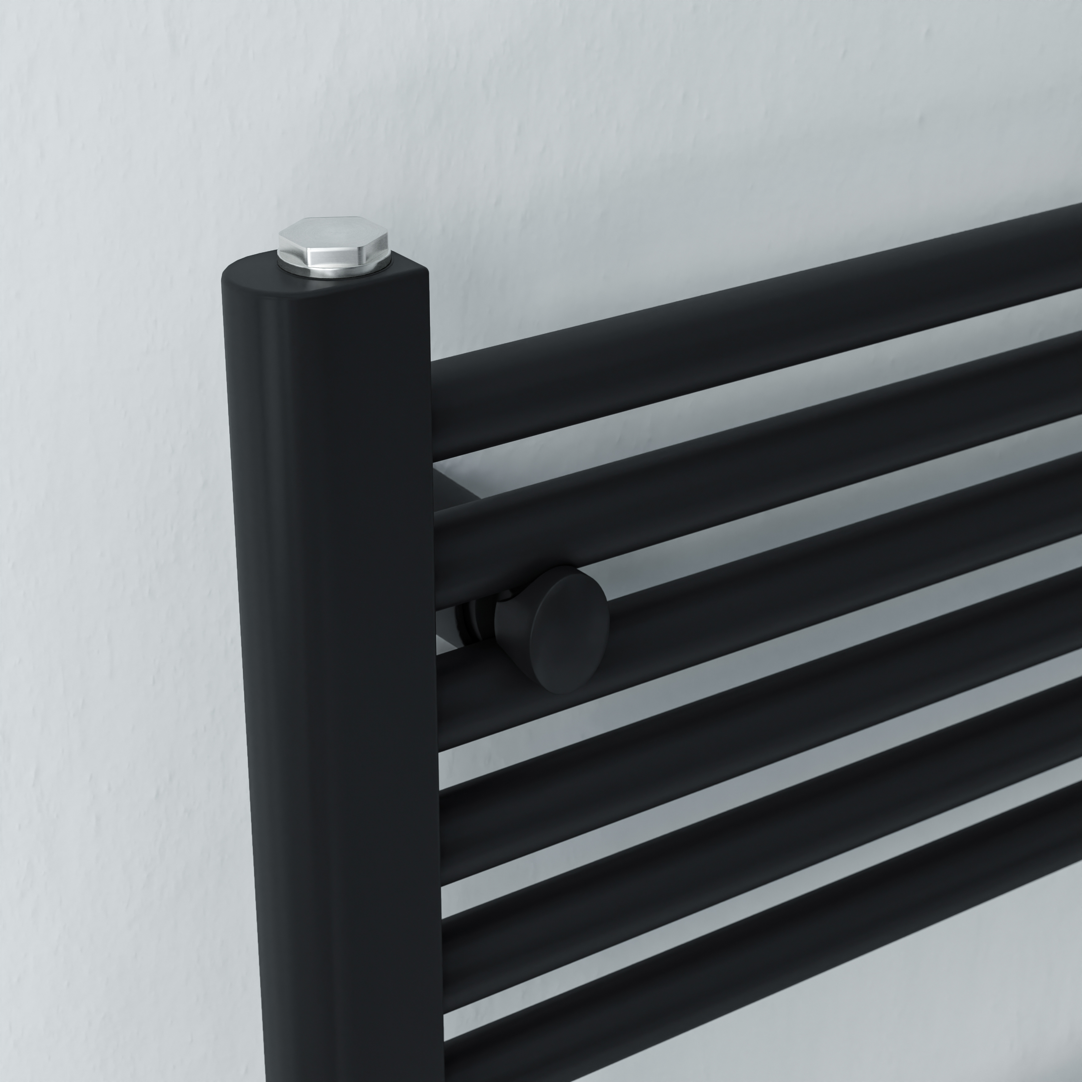 AZUR Elektrischer Handtuchwärmer Kitty, 1200 x 600 mm, Schwarz matt, 600 Watt, inkl. Heizstab Typ 1