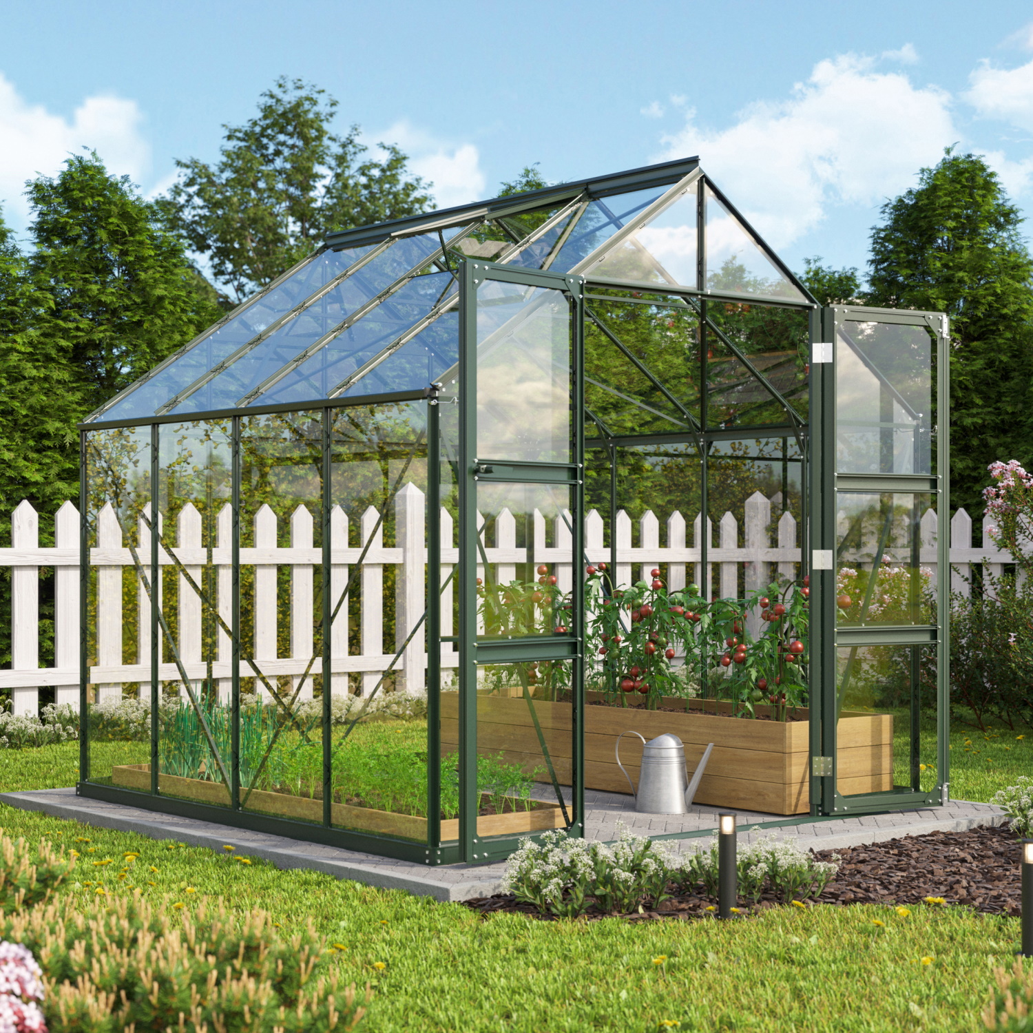 Vitavia Gewächshaus Domus 6700 ESG 3 mm inkl. 2 Dachfenster Smaragd