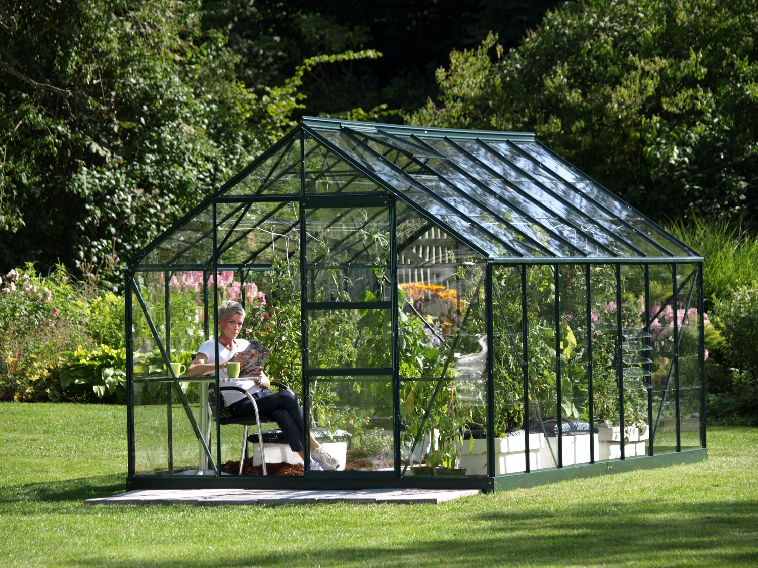 Vitavia Gewächshaus Merkur 11500 ESG 3 mm inkl. 2 Dachfenster, Smaragd