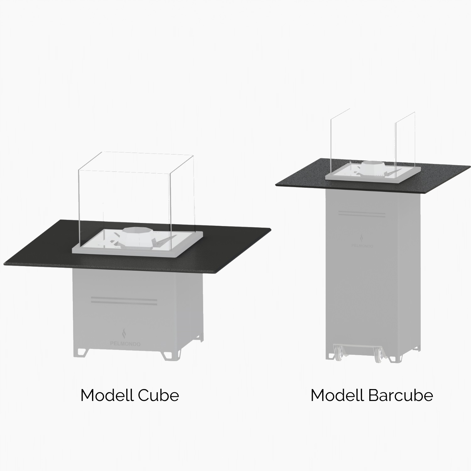 Tischplatte 90x90 cm Schwarz für Pellet Heizstrahler Cube und Barcube