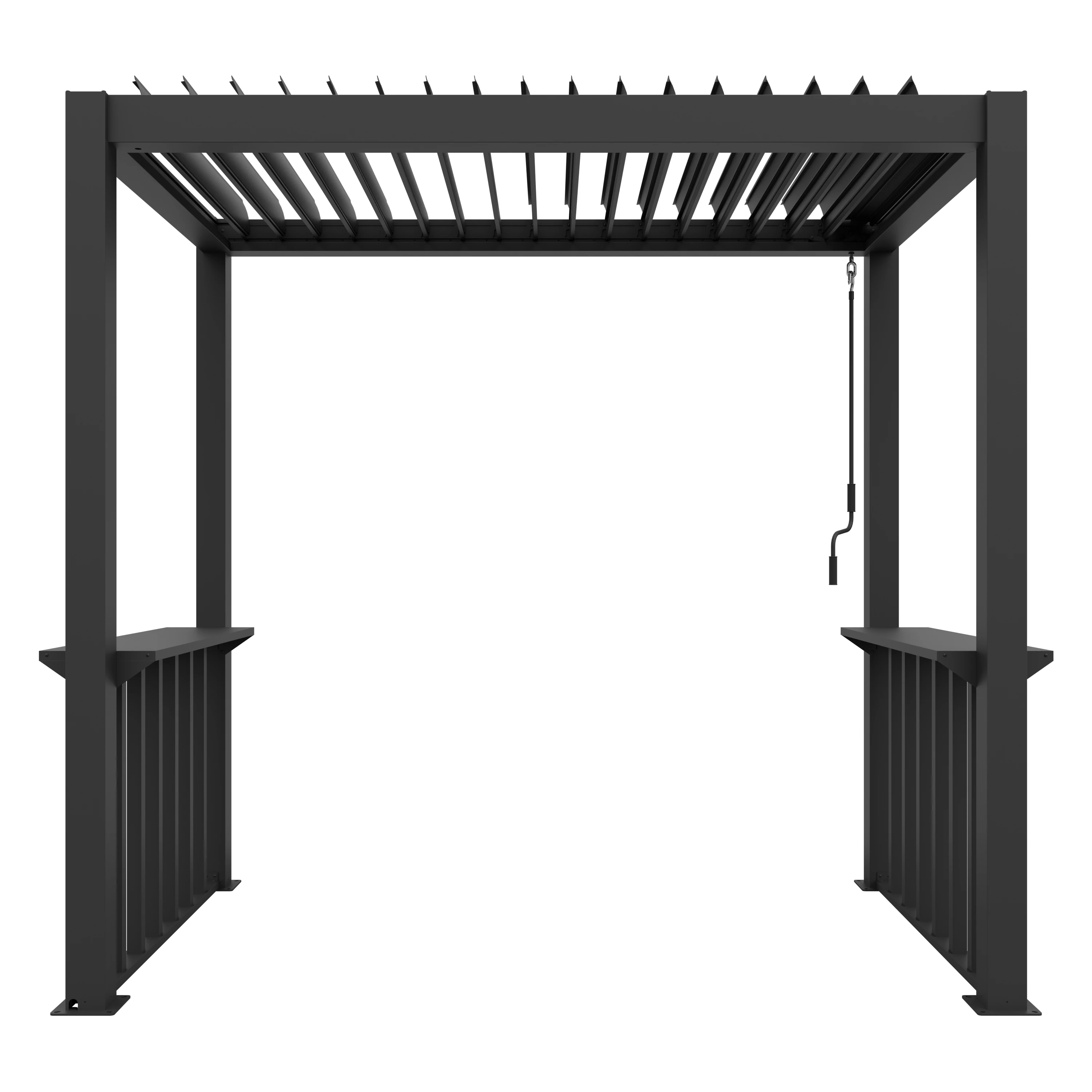 agadon Grillpergola BBQ 150 x 250 x 230 cm Dunkelgrau mit Ablage und Seitenelementen