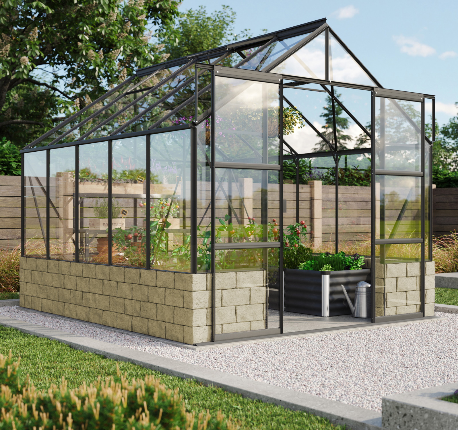 Vitavia Gewächshaus Cassandra 8300 ESG 3 mm inkl. 4 Dachfenster Schwarz