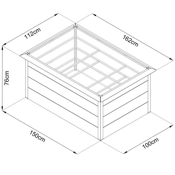agadon Hochbeet inkl. Schneckenschutz 150x100x76 cm Anthrazit