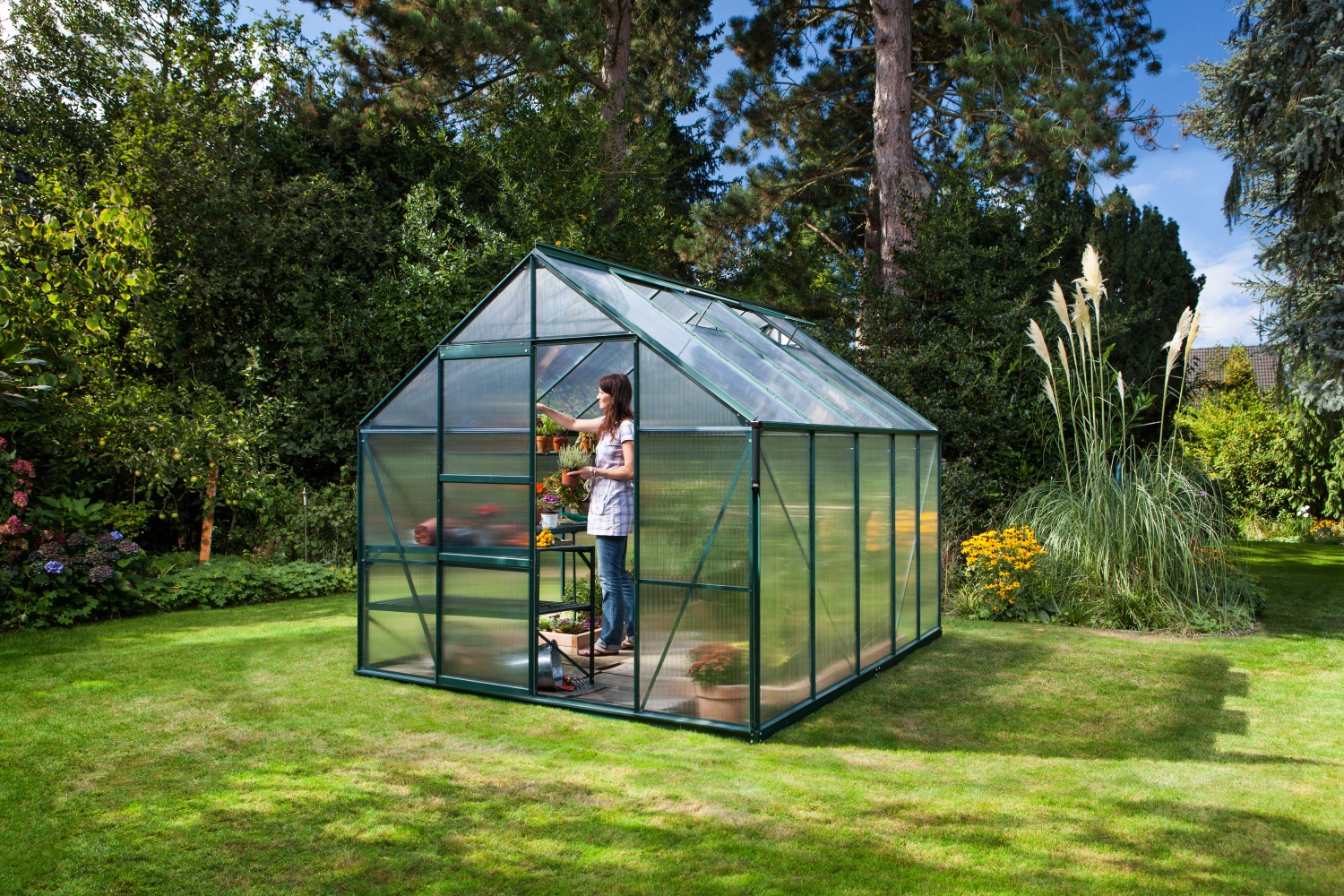 Vitavia Gewächshaus Merkur 8300 Hohlkammerplatten 4 mm inkl. 2 Dachfenster, Smaragd