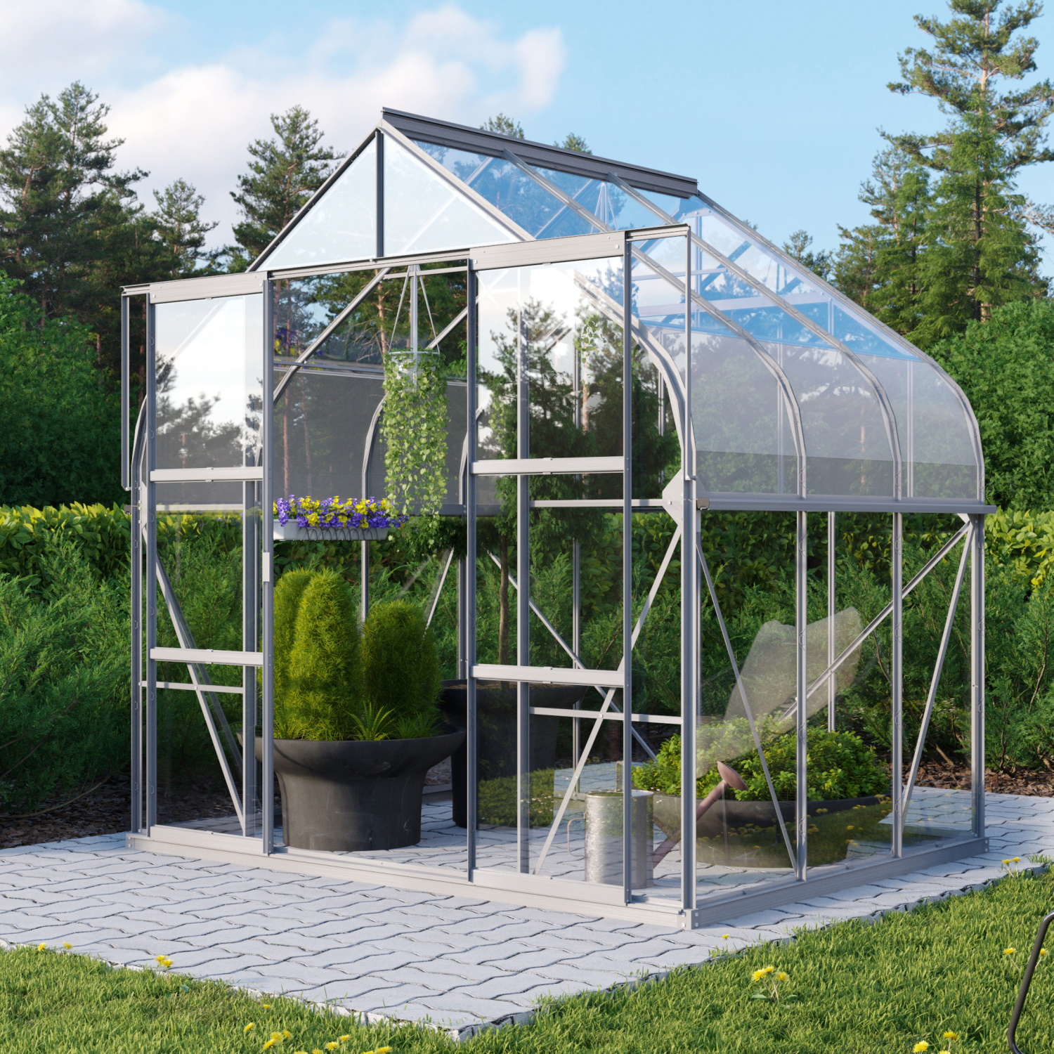Vitavia Gewächshaus Dione 5000 ESG inkl. 1 Dachfenster, Aluminium eloxiert