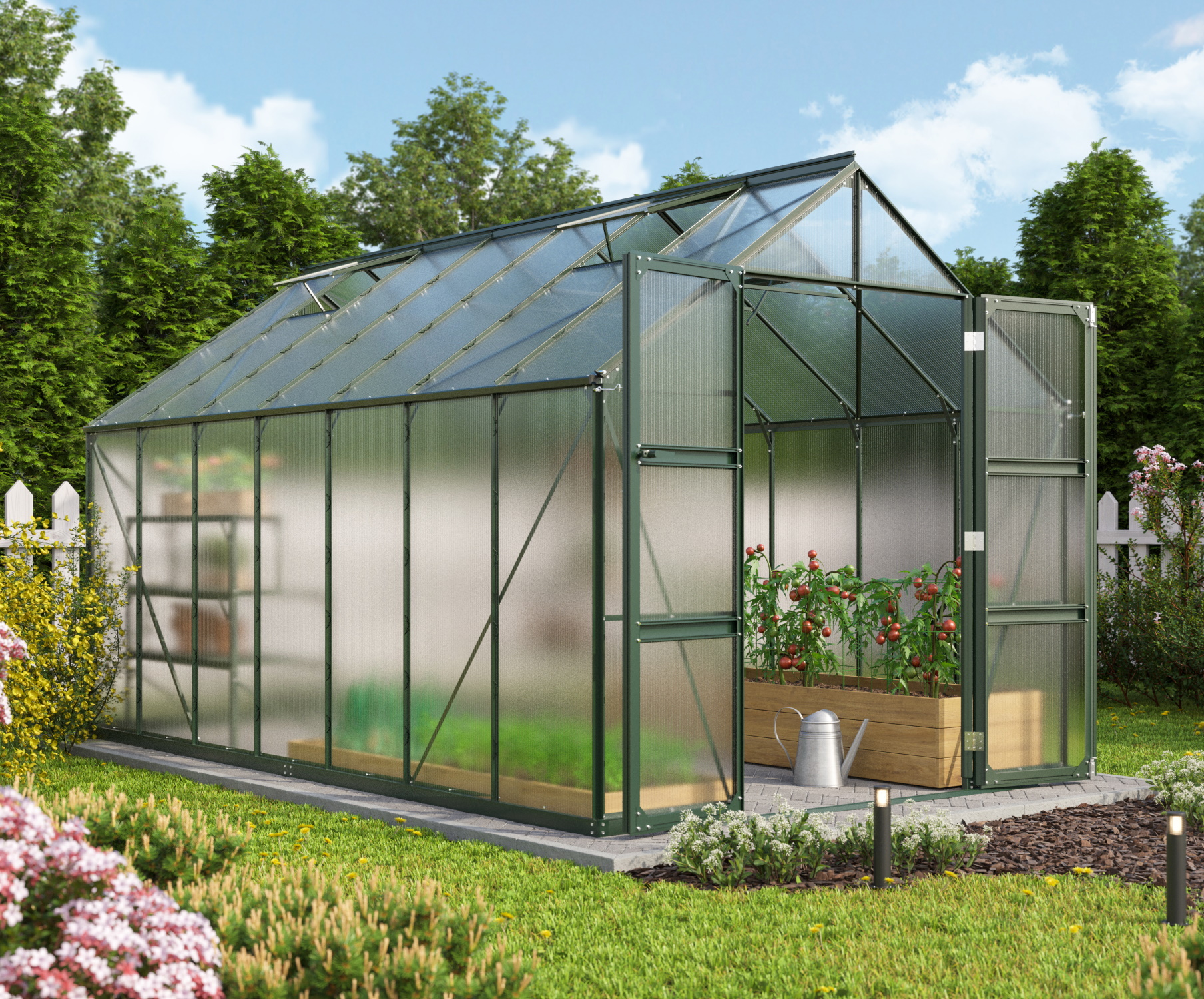 Vitavia Gewächshaus Domus 11500 HKP 4 mm inkl. 4 Dachfenster Smaragd