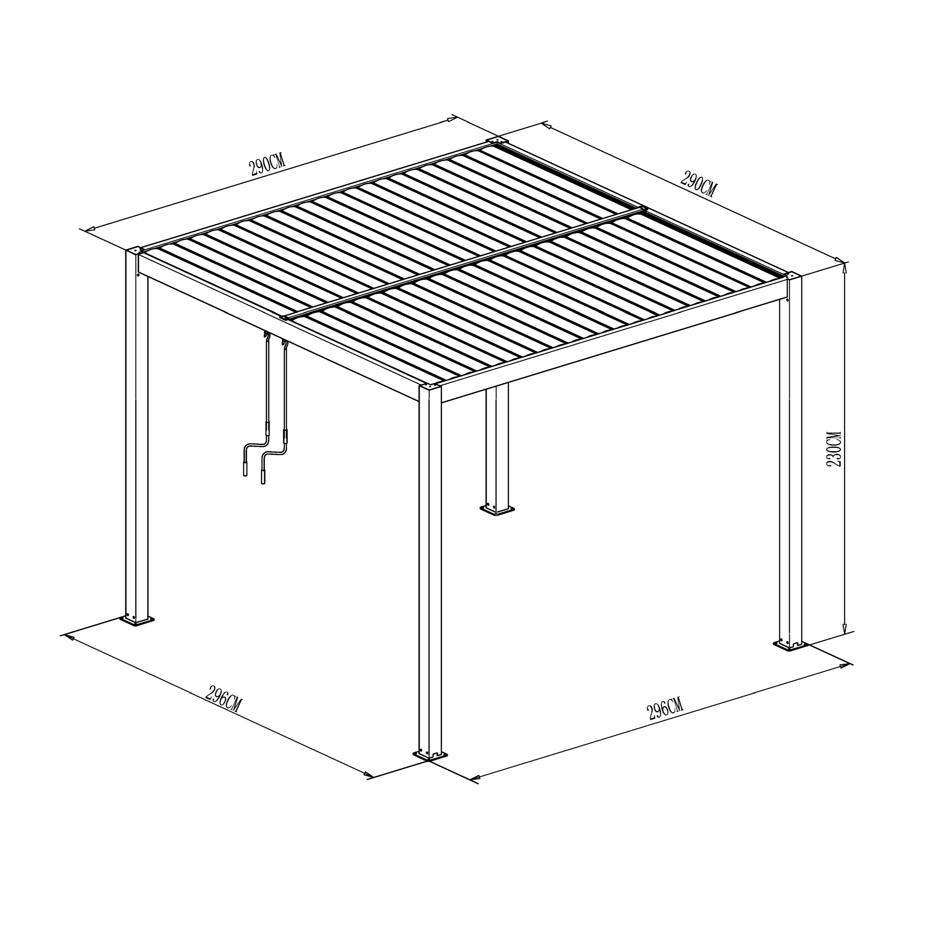 Ximax Aluminium Pergola Shade Beschattungssystem mit Lamellendach 300 x 300 cm