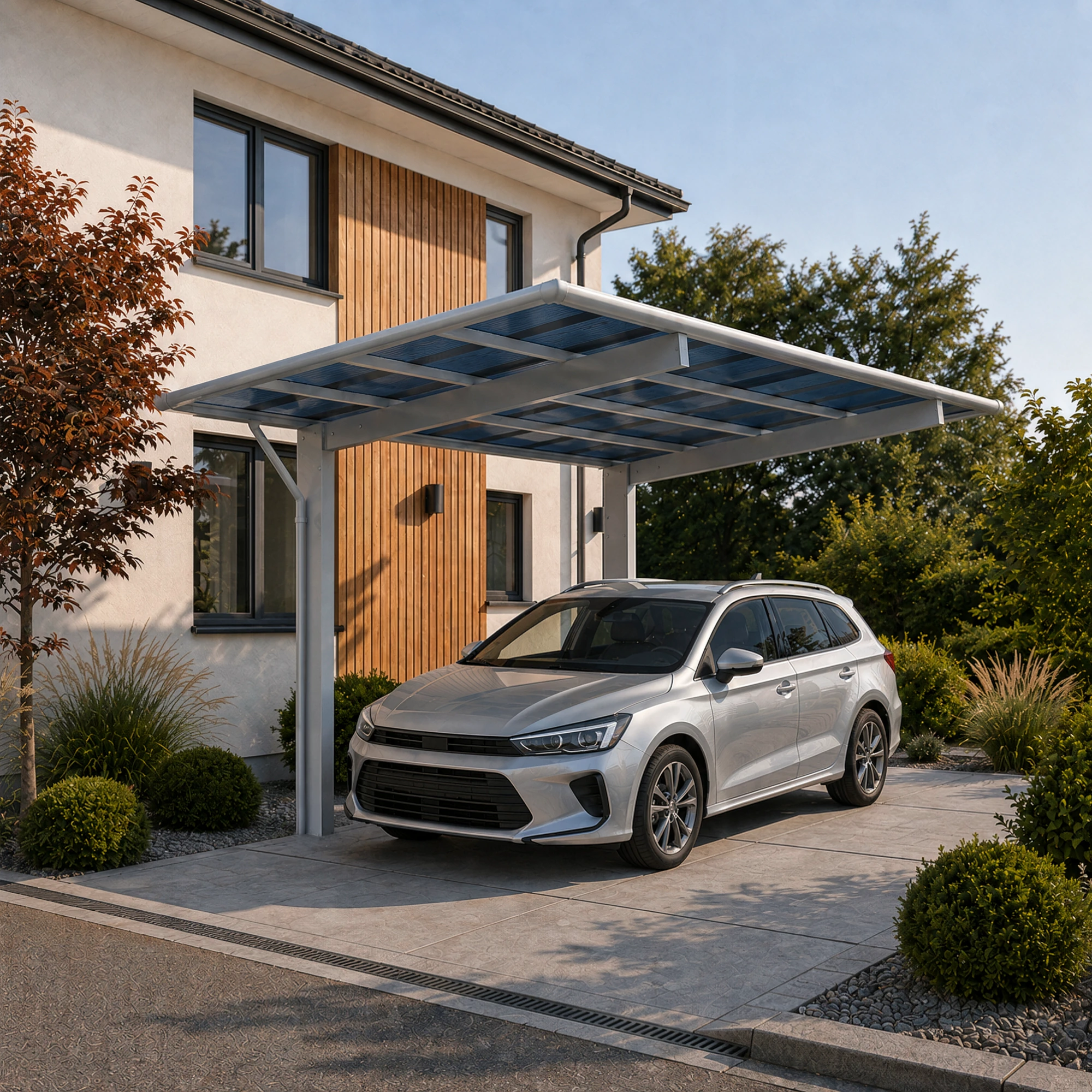 agadon Aluminium Carport Sky Typ 80 531 x 276 cm 100 kg/qm Silber