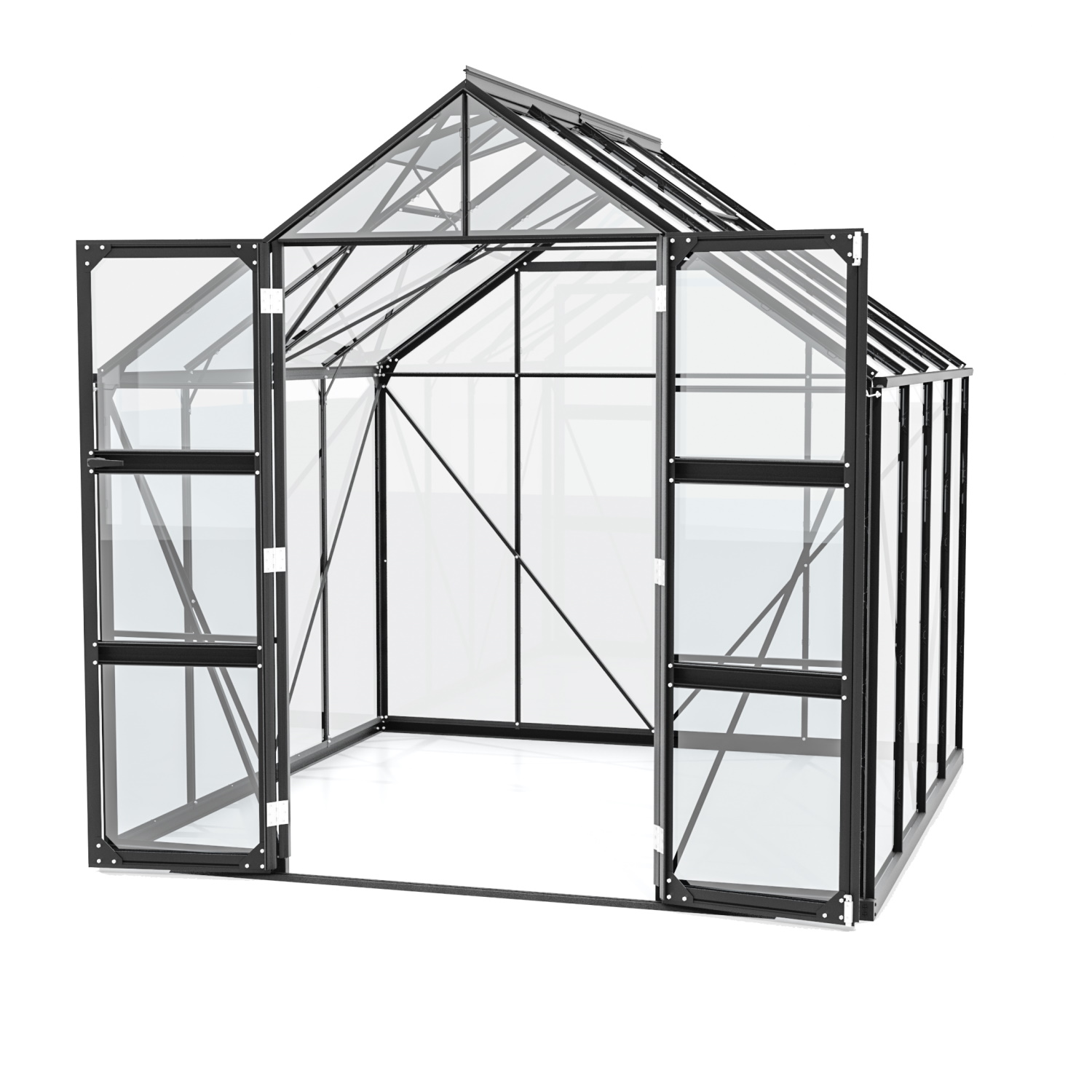 Vitavia Gewächshaus Domus 6700 ESG 3 mm inkl. 2 Dachfenster Schwarz