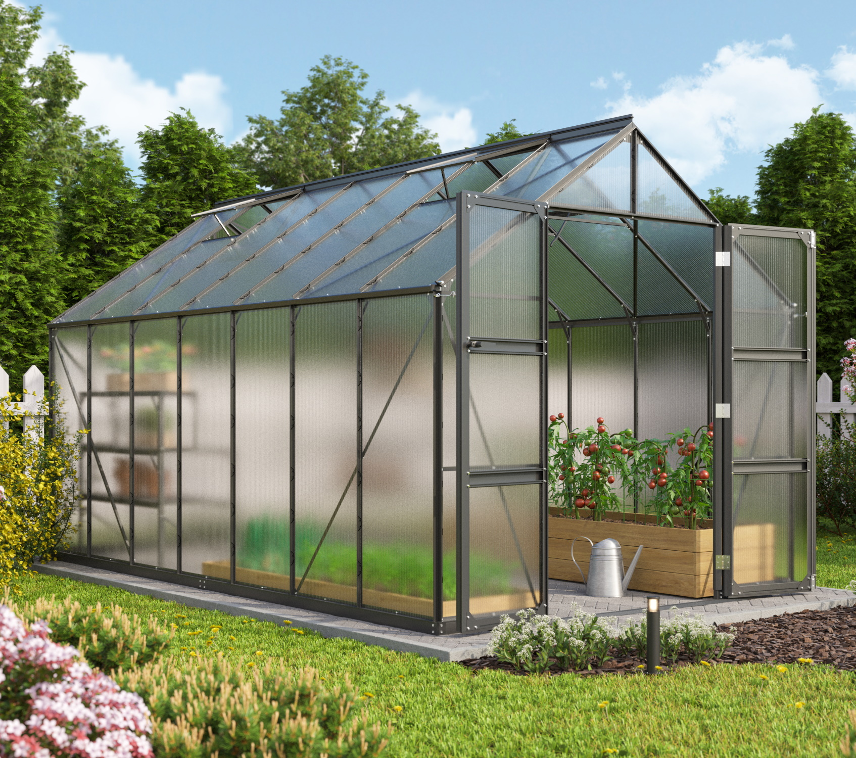 Vitavia Gewächshaus Domus 11500 HKP 4 mm inkl. 4 Dachfenster Schwarz