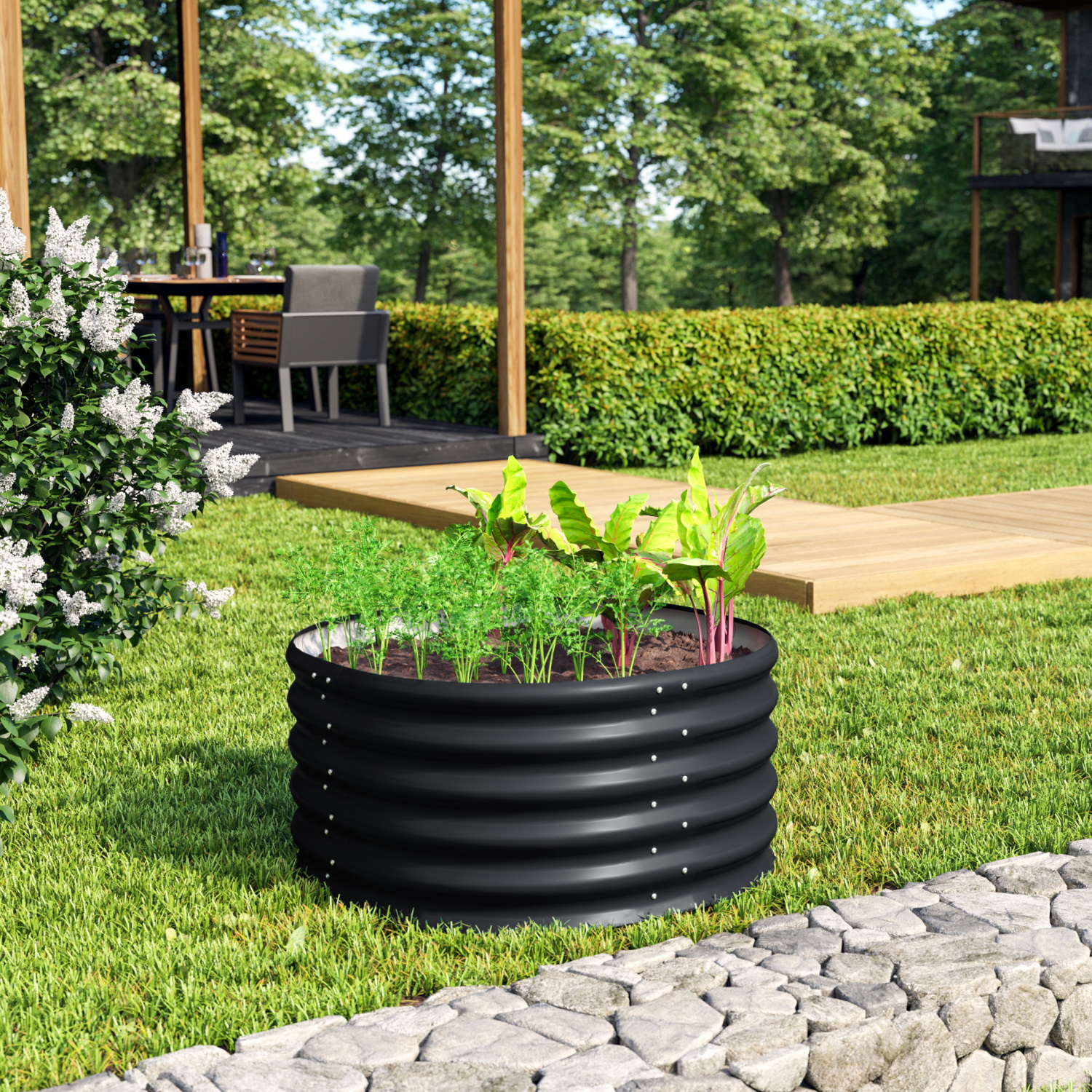 Vitavia Hochbeet Terra Rund Höhe 401 mm Schwarz