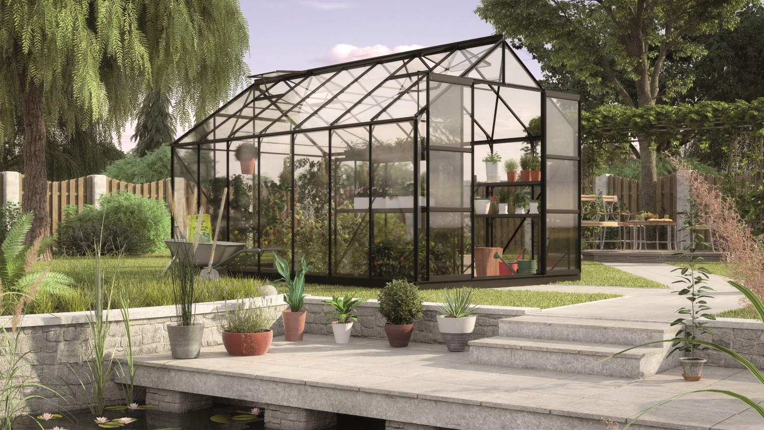 Vitavia Gewächshaus Uranus 11500 ESG 3 mm inkl. 4 Dachfenster, Schwarz