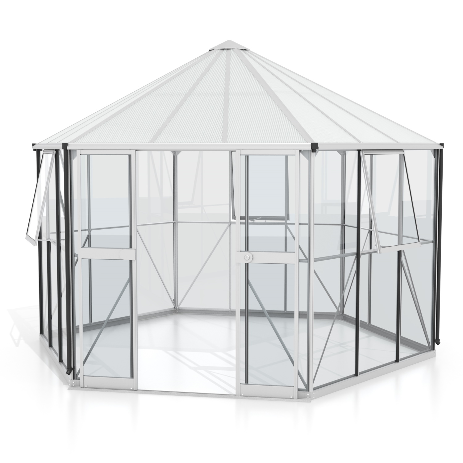 Vitavia Gewächshaus freistehend Pi 9000 inkl. 3 Seitenfenster Aluminium eloxiert