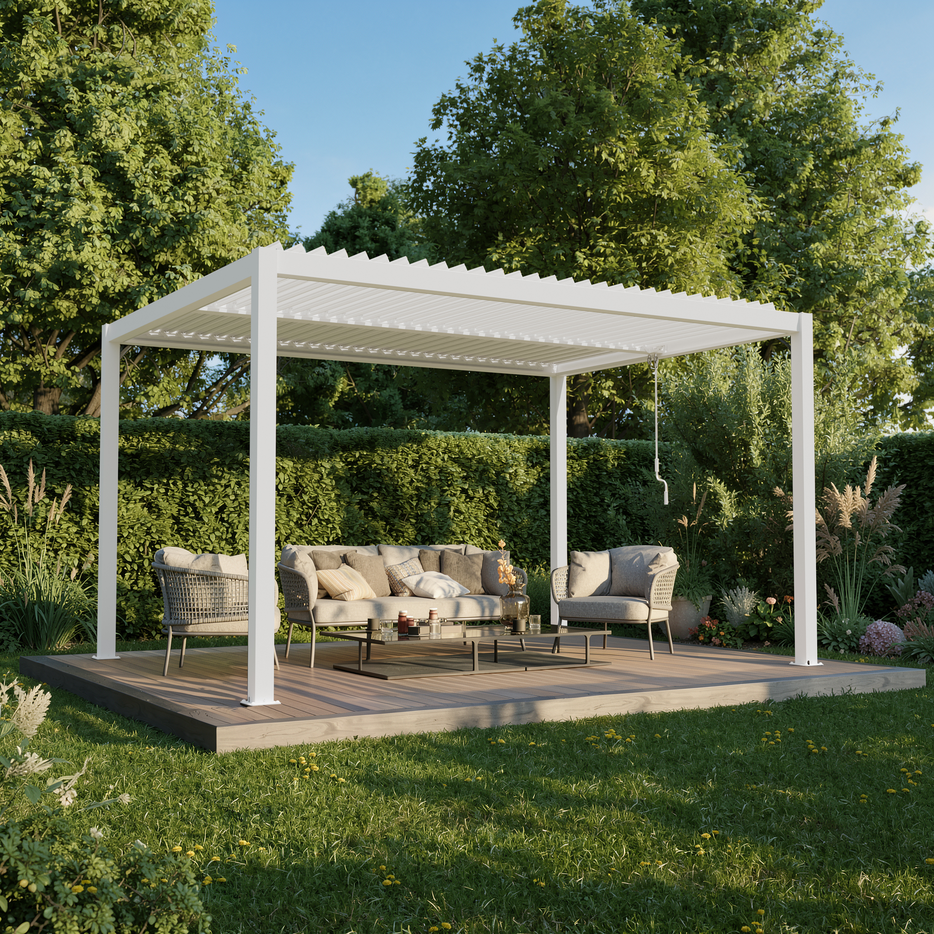 Ximax Aluminium Pergola Shade Beschattungssystem mit Lamellendach 300 x 400 cm