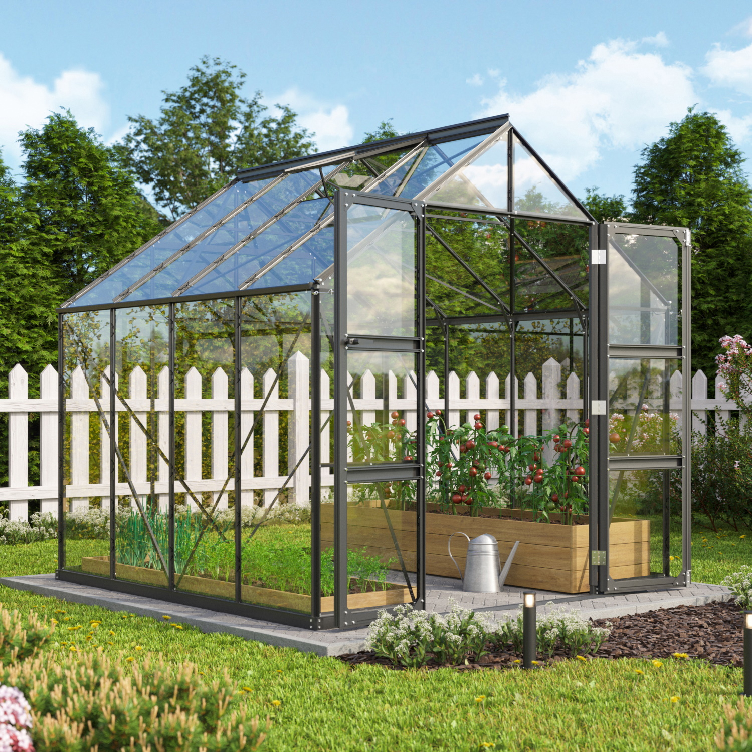 Vitavia Gewächshaus Domus 6700 ESG 3 mm inkl. 2 Dachfenster Schwarz