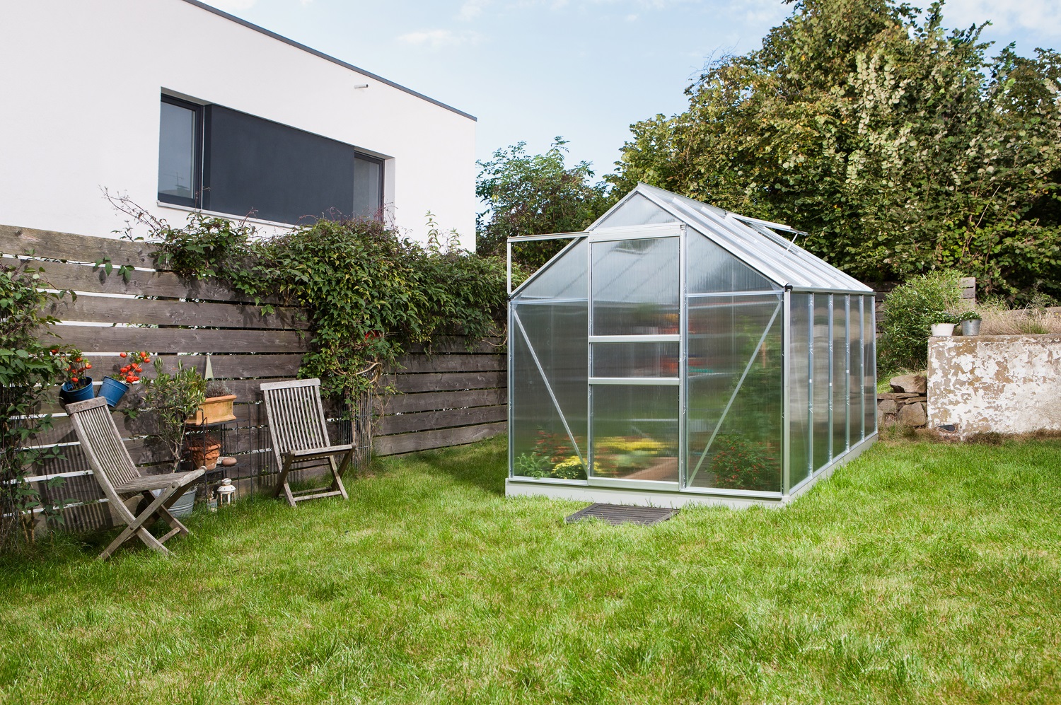Vitavia Gewächshaus Venus 6200 Hohlkammerplatten 6 mm inkl. 2 Dachfenster, Aluminium eloxiert