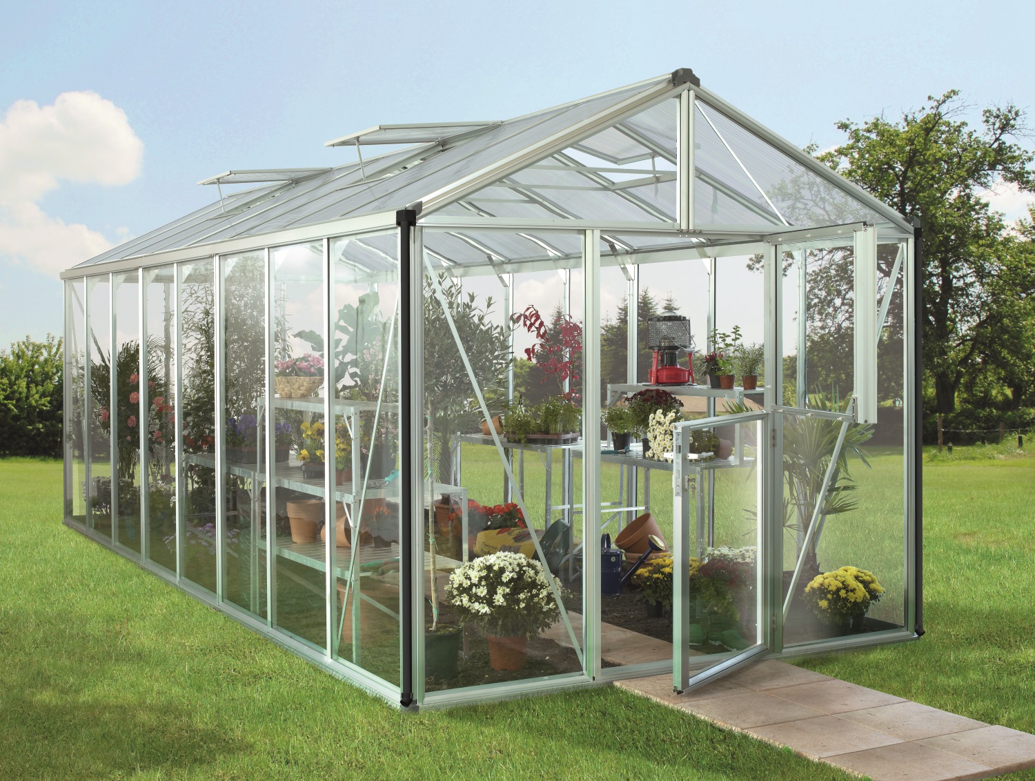 Vitavia Gewächshaus Zeus 15700 ESG/HKP inkl. 3 Dachfenster, Aluminium eloxiert
