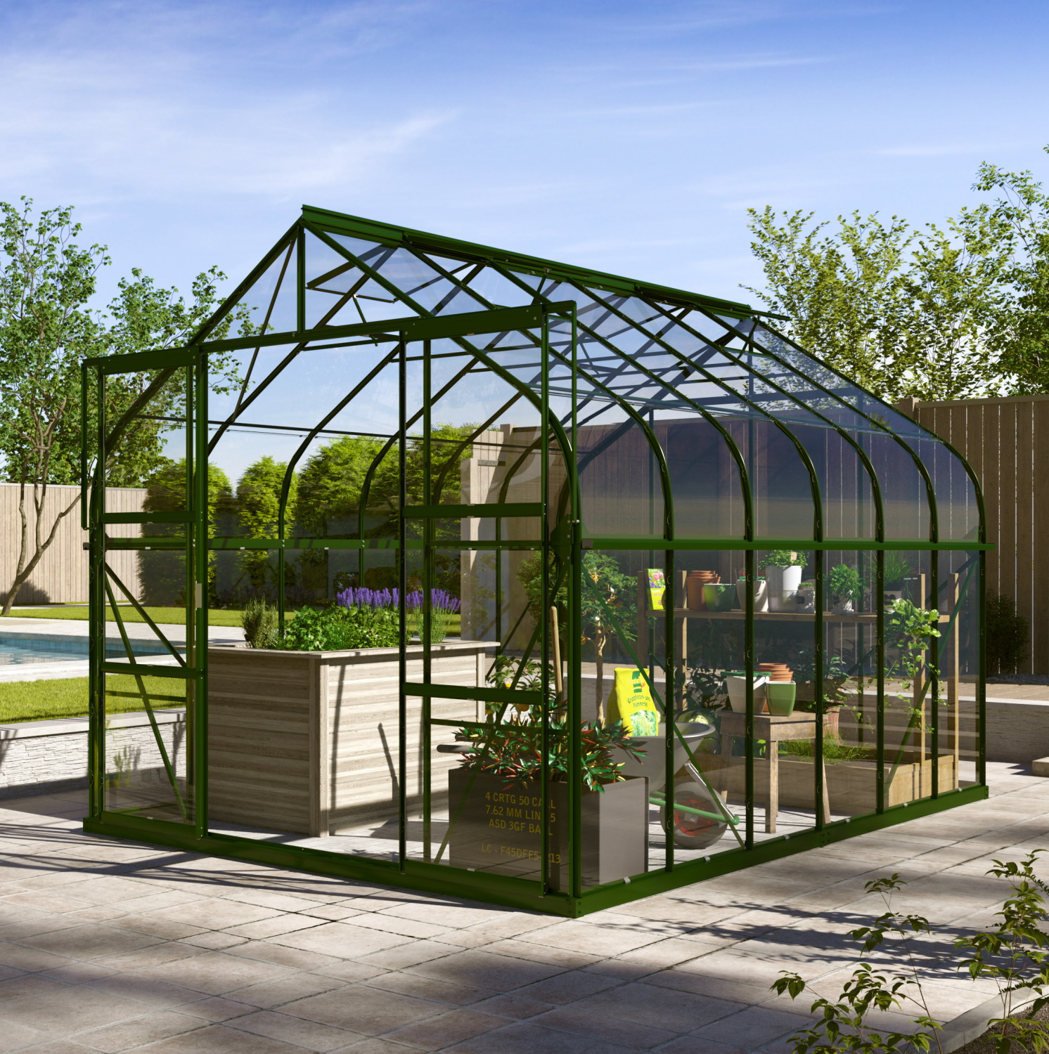 Vitavia Gewächshaus Dione 9900 ESG inkl. 4 Dachfenster, Smaragd