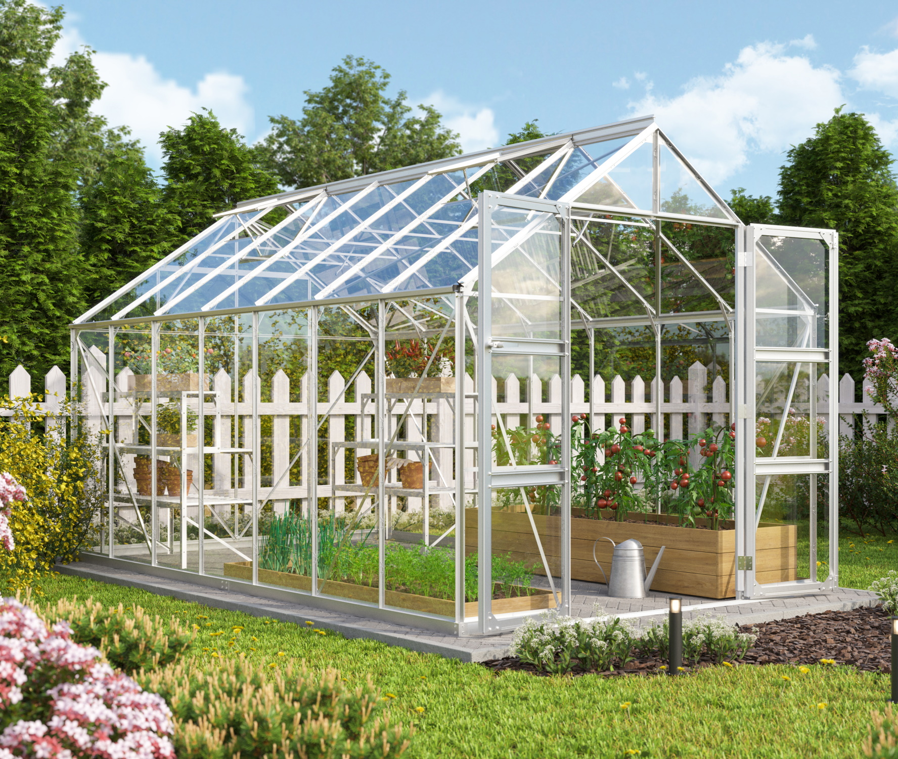 Vitavia Gewächshaus Domus 11500 ESG 3 mm inkl. 4 Dachfenster Aluminium eloxiert
