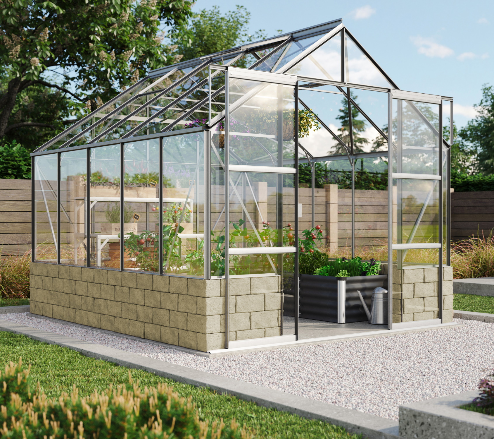 Vitavia Gewächshaus Cassandra 8300 ESG 3 mm inkl. 4 Dachfenster Aluminium eloxiert