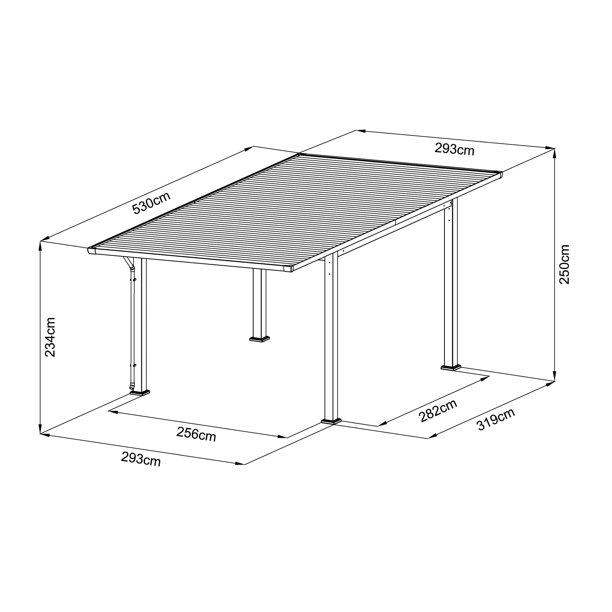 agadon Sky Pro Carport 530 x 293 cm 110 kg/qm Anthrazit