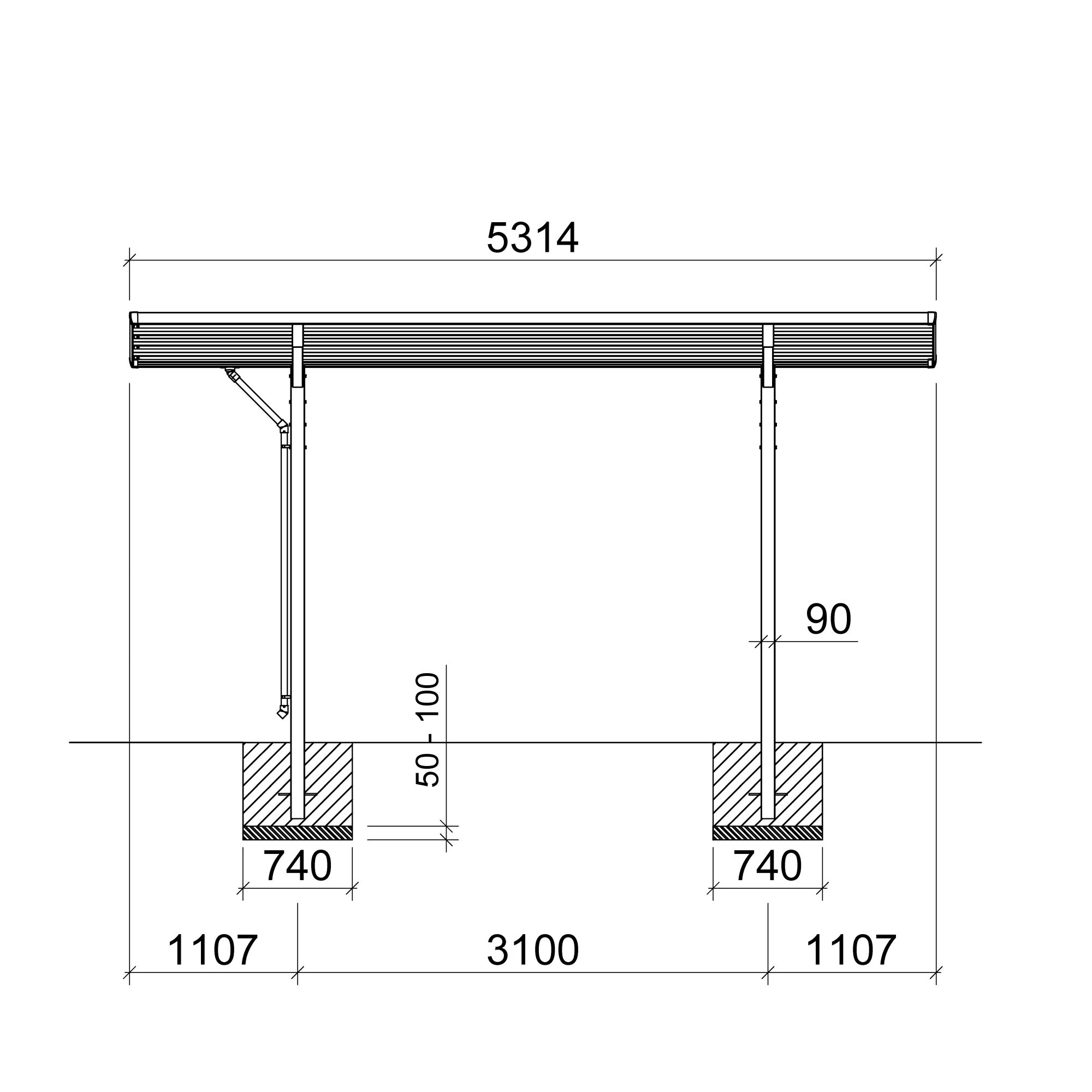 Aluminium Carport Sky Typ 80  531,4 x 275,7 cm 100 kg/qm Anthrazit